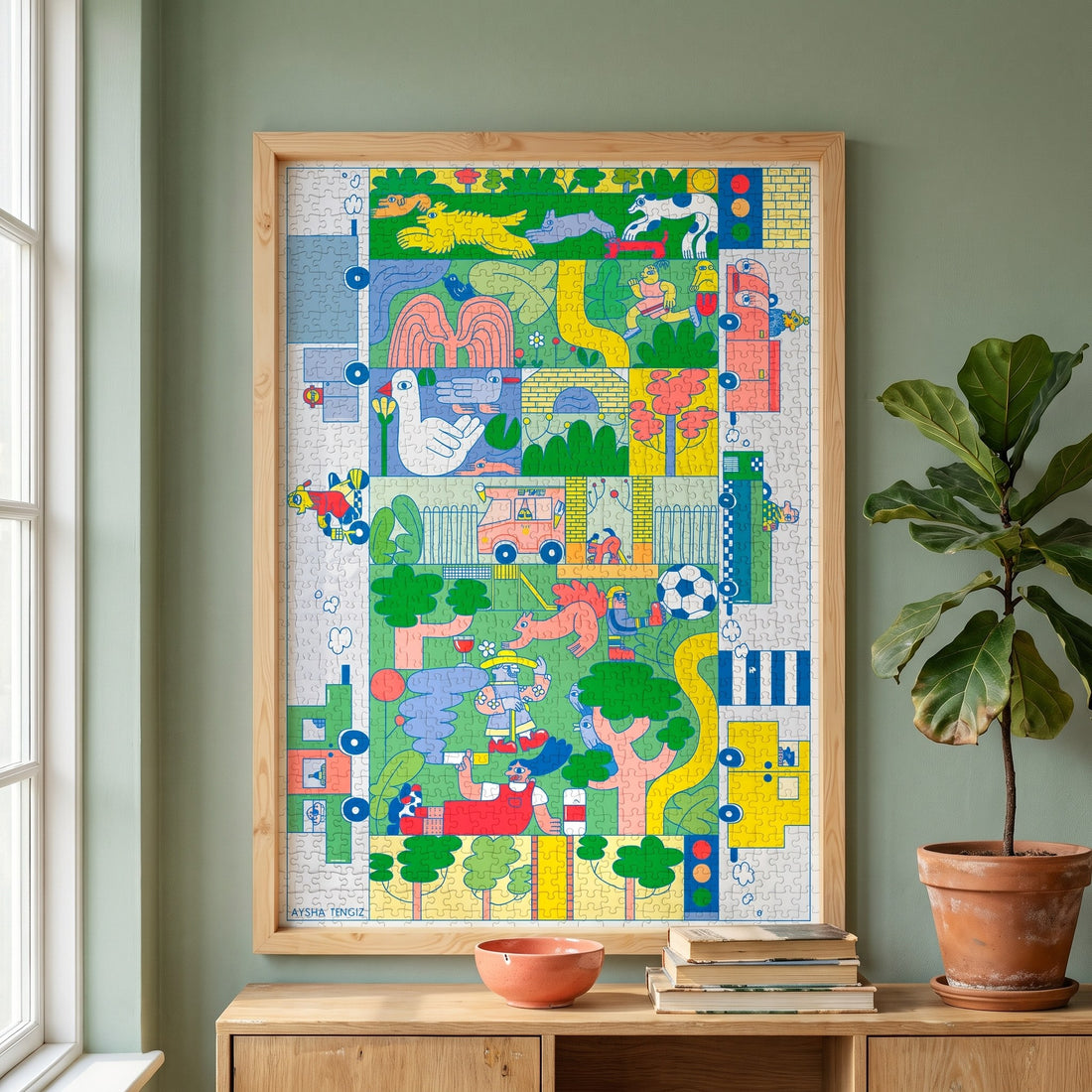 RYE by Aysha Tengiz – framed jigsaw puzzle styled on the wall