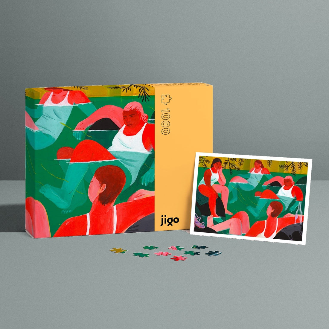 THE LAKE by Celia Jacobs – 1000-piece jigsaw puzzle box, art poster and puzzle pieces