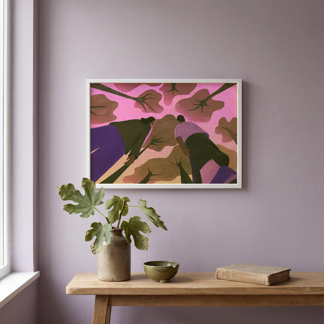 THE WOODS by Holly Stapleton – framed jigsaw puzzle styled on the wall
