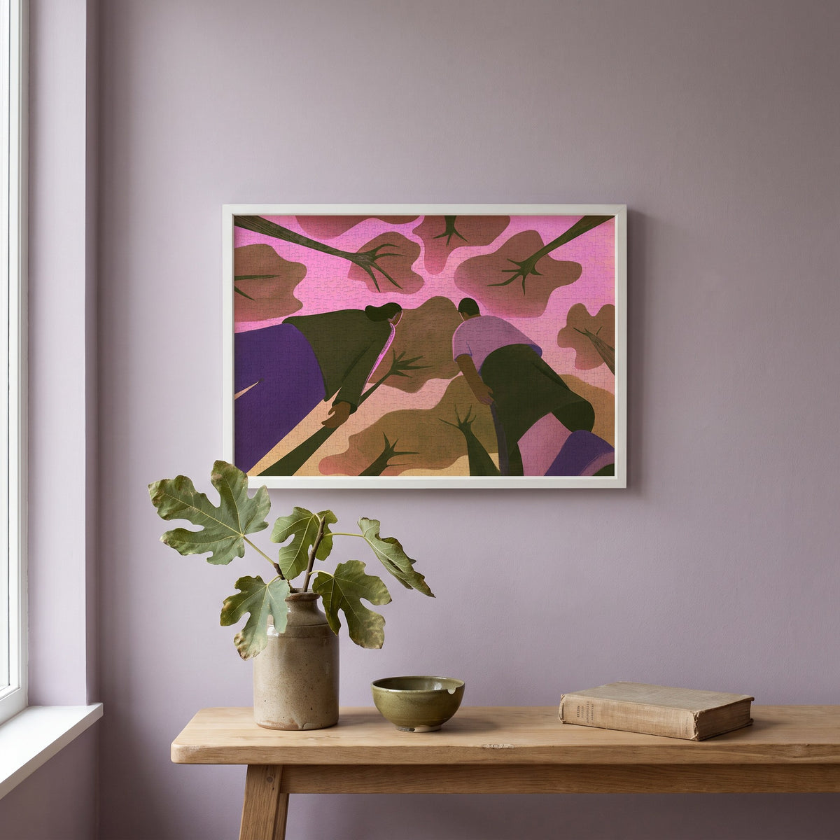 THE WOODS by Holly Stapleton – framed jigsaw puzzle styled on the wall
