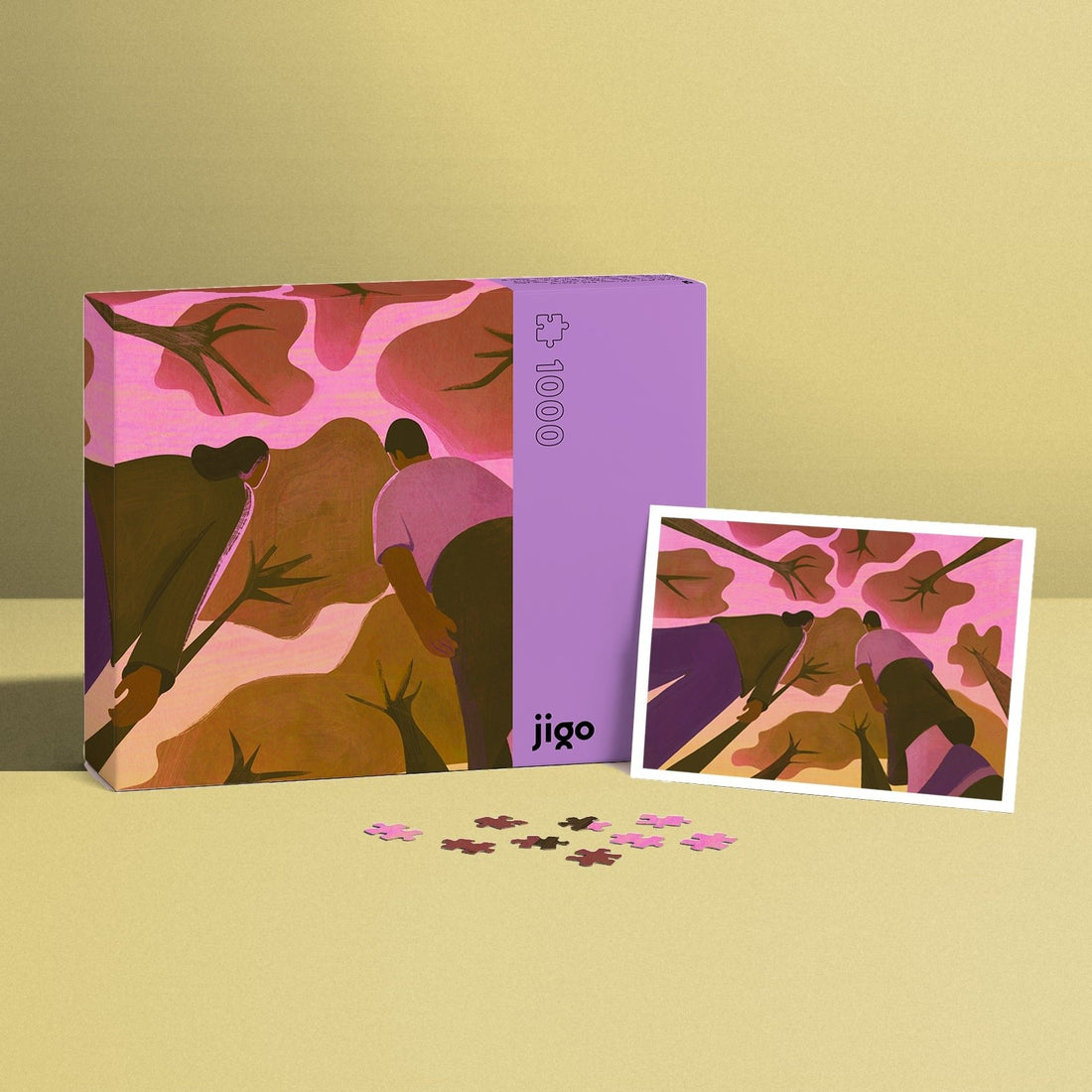 THE WOODS by Holly Stapleton – 1000-piece jigsaw puzzle box, art poster and puzzle pieces