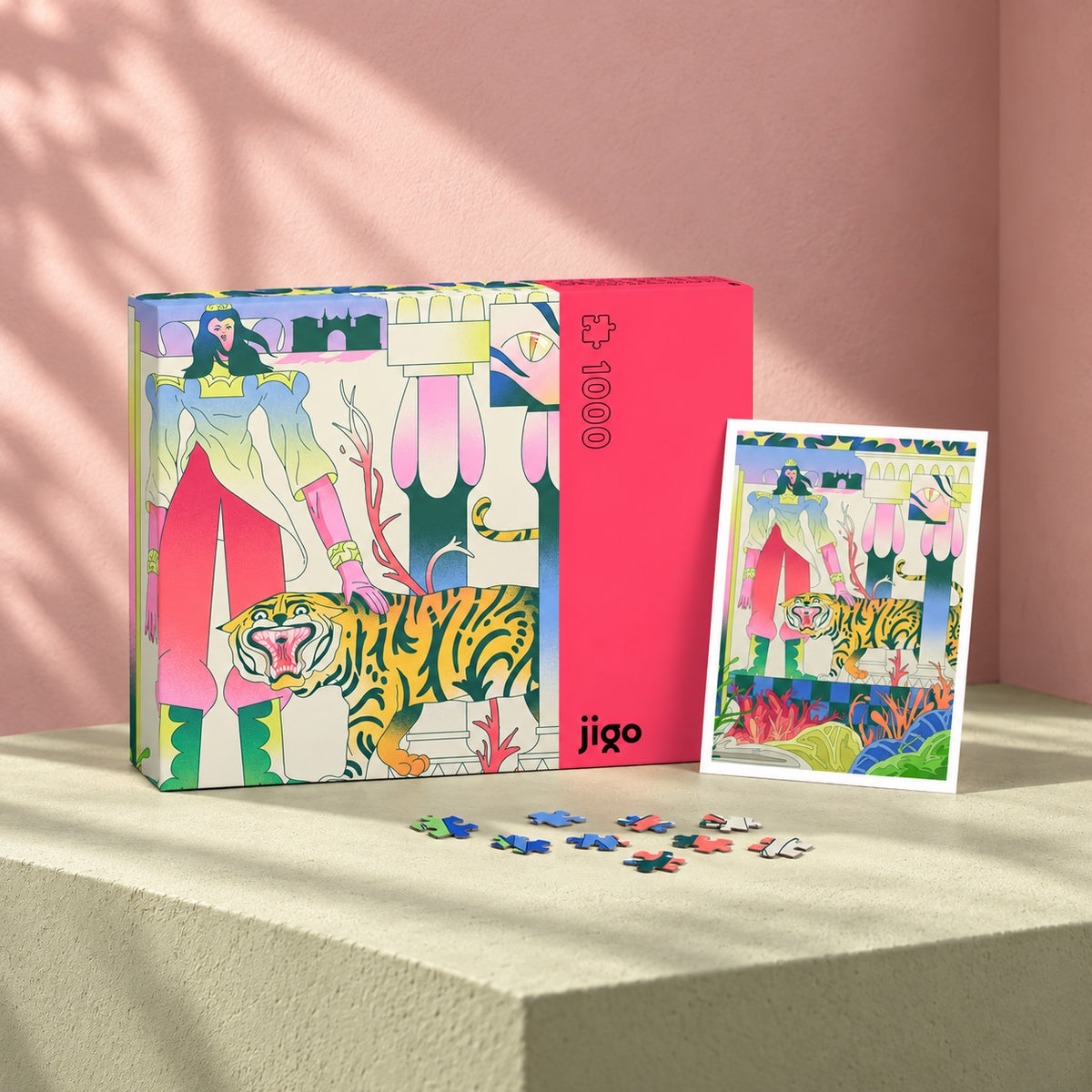 TIGRESA by Nahuel Bardi – 1000-piece jigsaw puzzle box, art poster and puzzle pieces