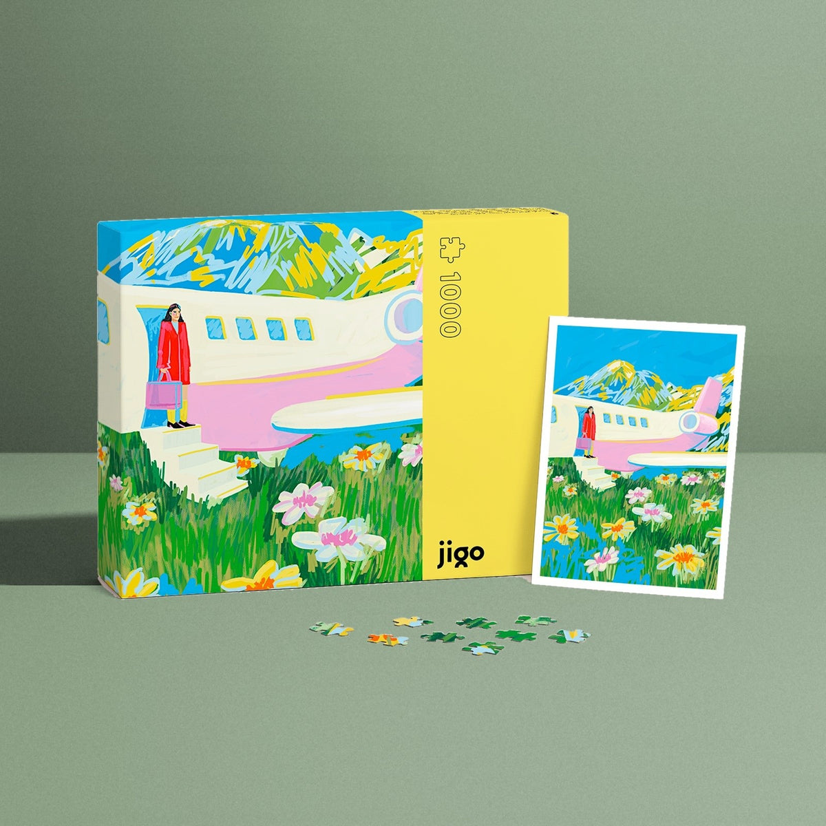 ARRIVAL by Niege Borges – 1000-piece jigsaw puzzle box, art poster and puzzle pieces